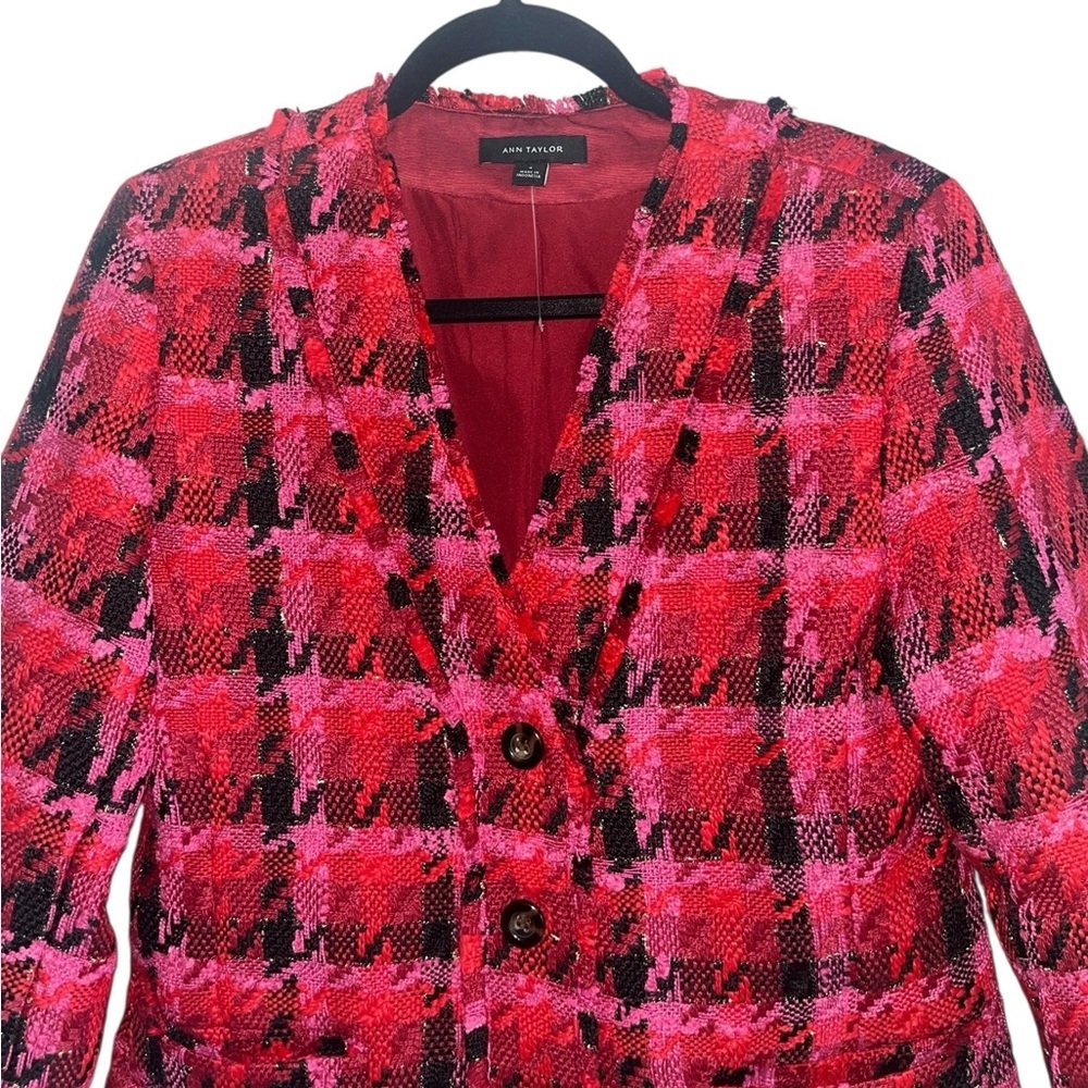 Ann Taylor Tweed Houndstooth Cardigan Jacket Size 4 NWT - Picture 7 of 14